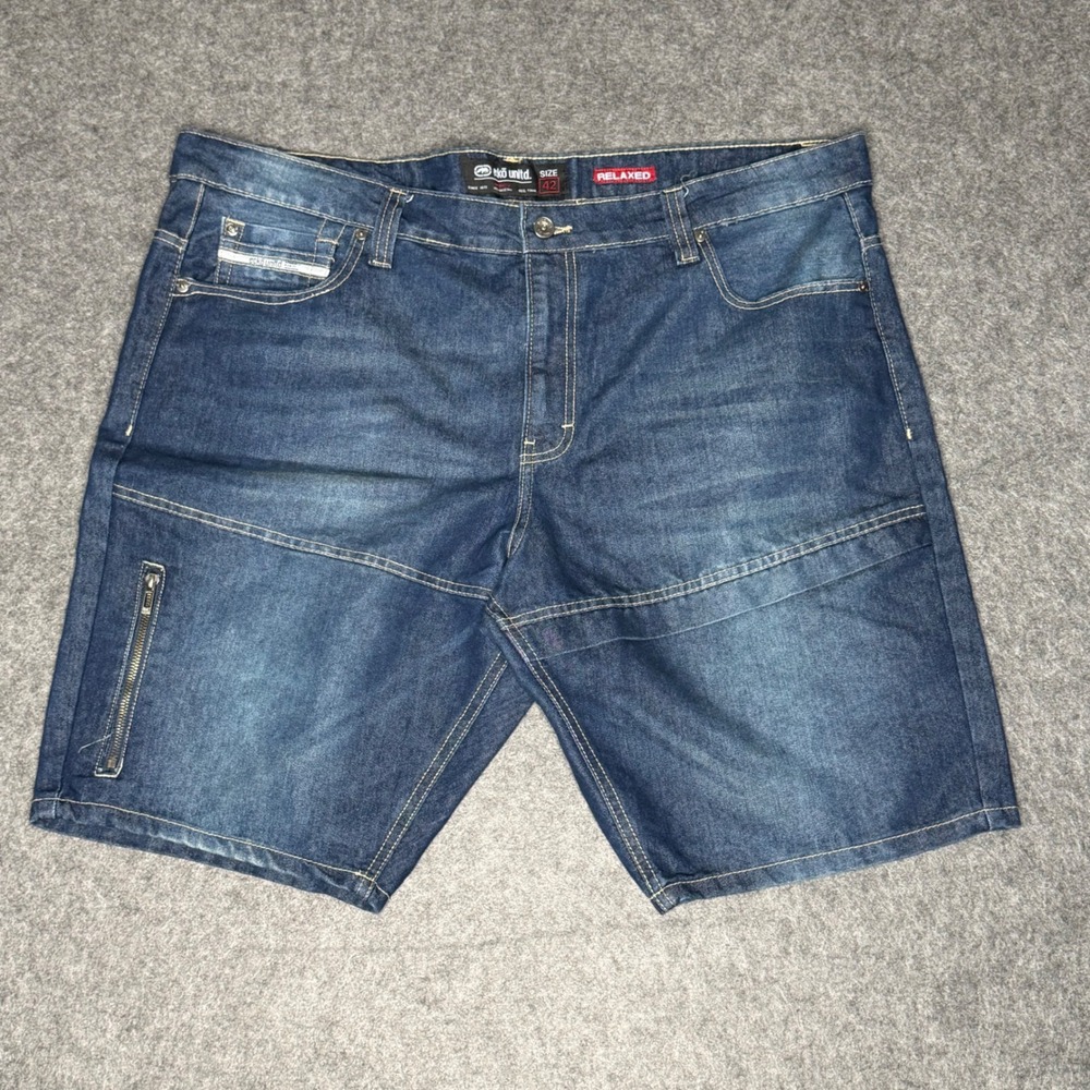Ecko Unltd Mens Relaxed Fit Denim Shorts Dark Wash Blue Size 42 Streetwear Rhino